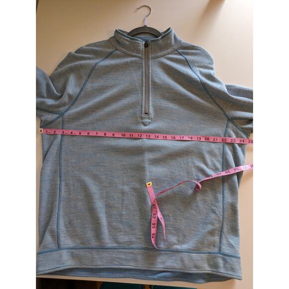 Tommy Bahama Sweater Reversible Quarter Zip Cotton Lyocell Outdoor Blue Size L - Picture 8 of 9